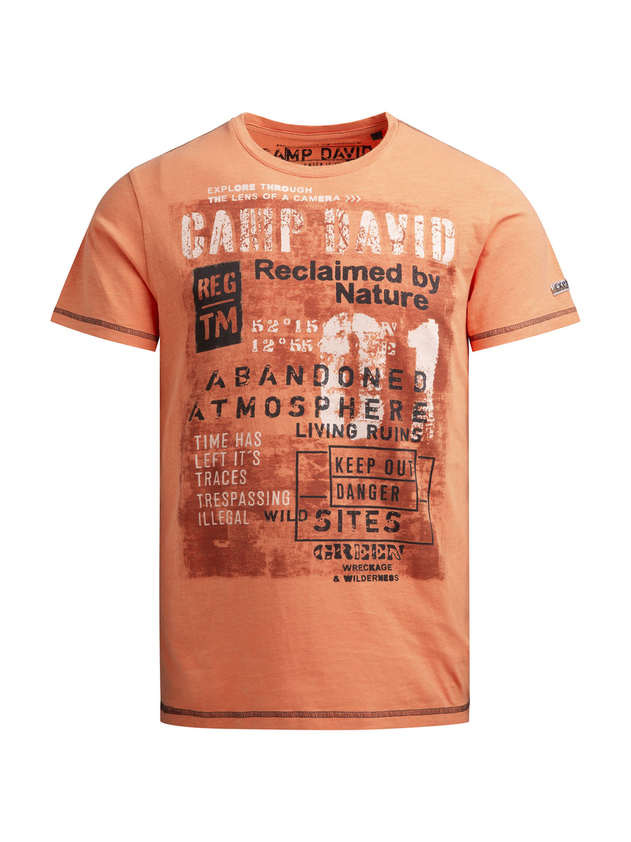 T-Shirt Rundhals mit Vintage Print mellow orange