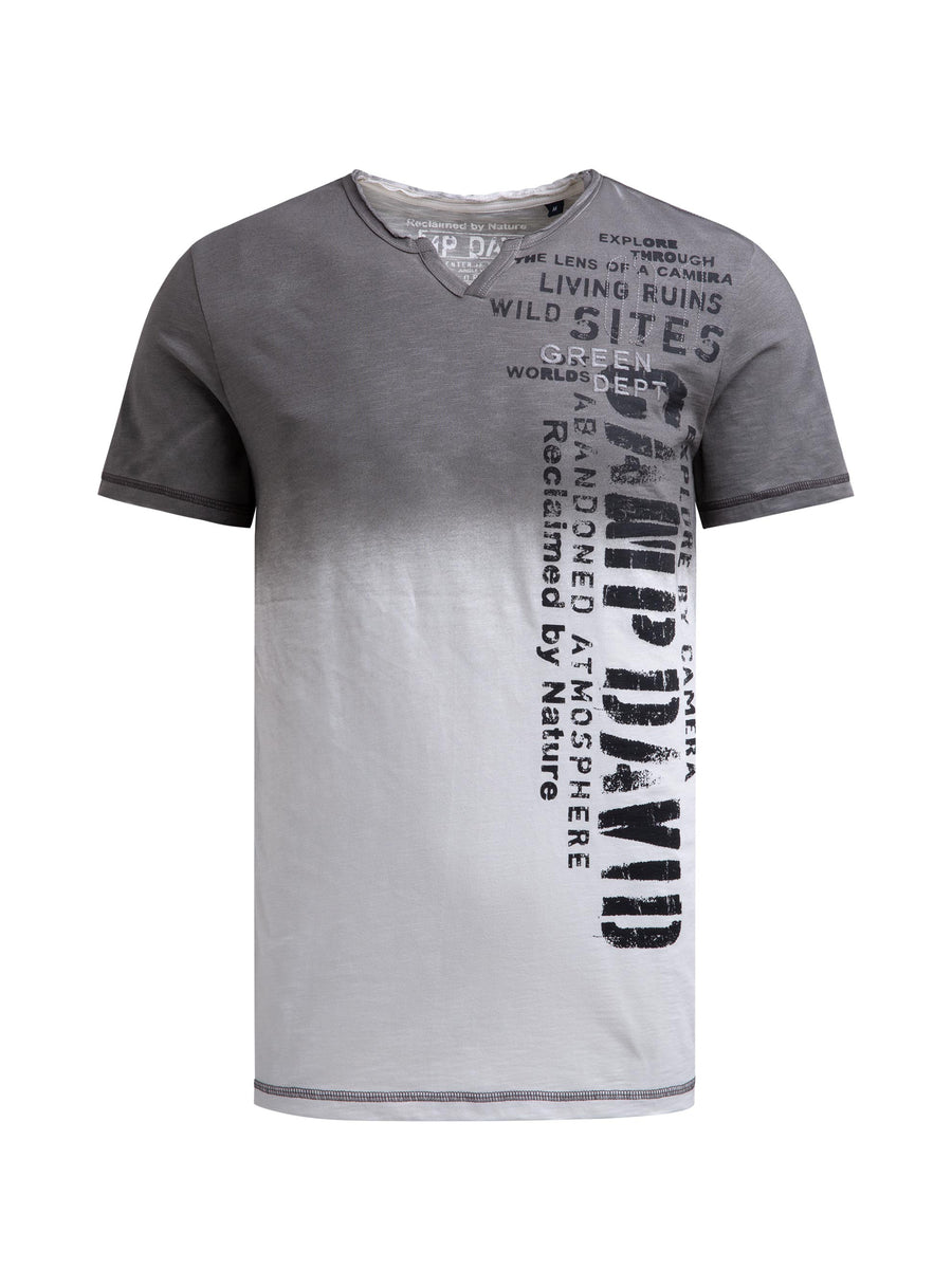 T-Shirt Sprayed Dip Dye mit Used Print ash