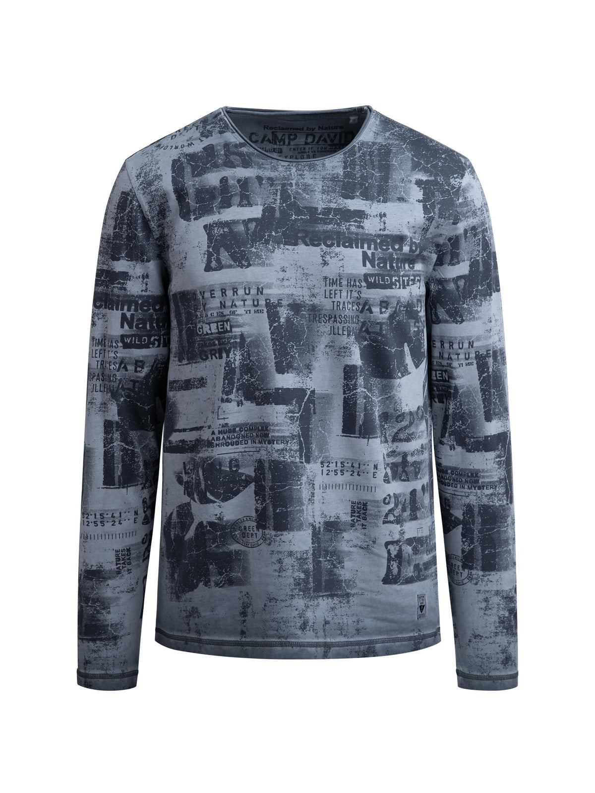 Longsleeve mit All Over Print in Used-Optik blue concrete