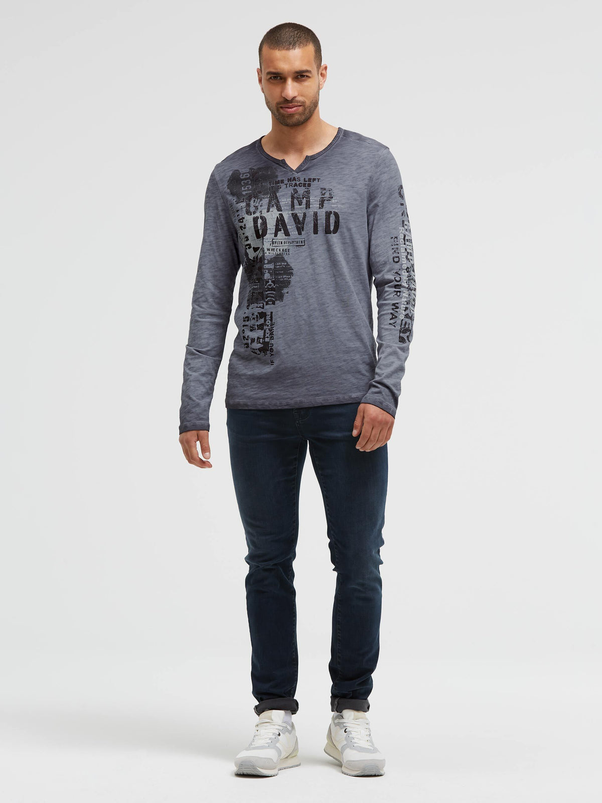 Langarmshirt Slub Jersey mit Vintage Prints black rock