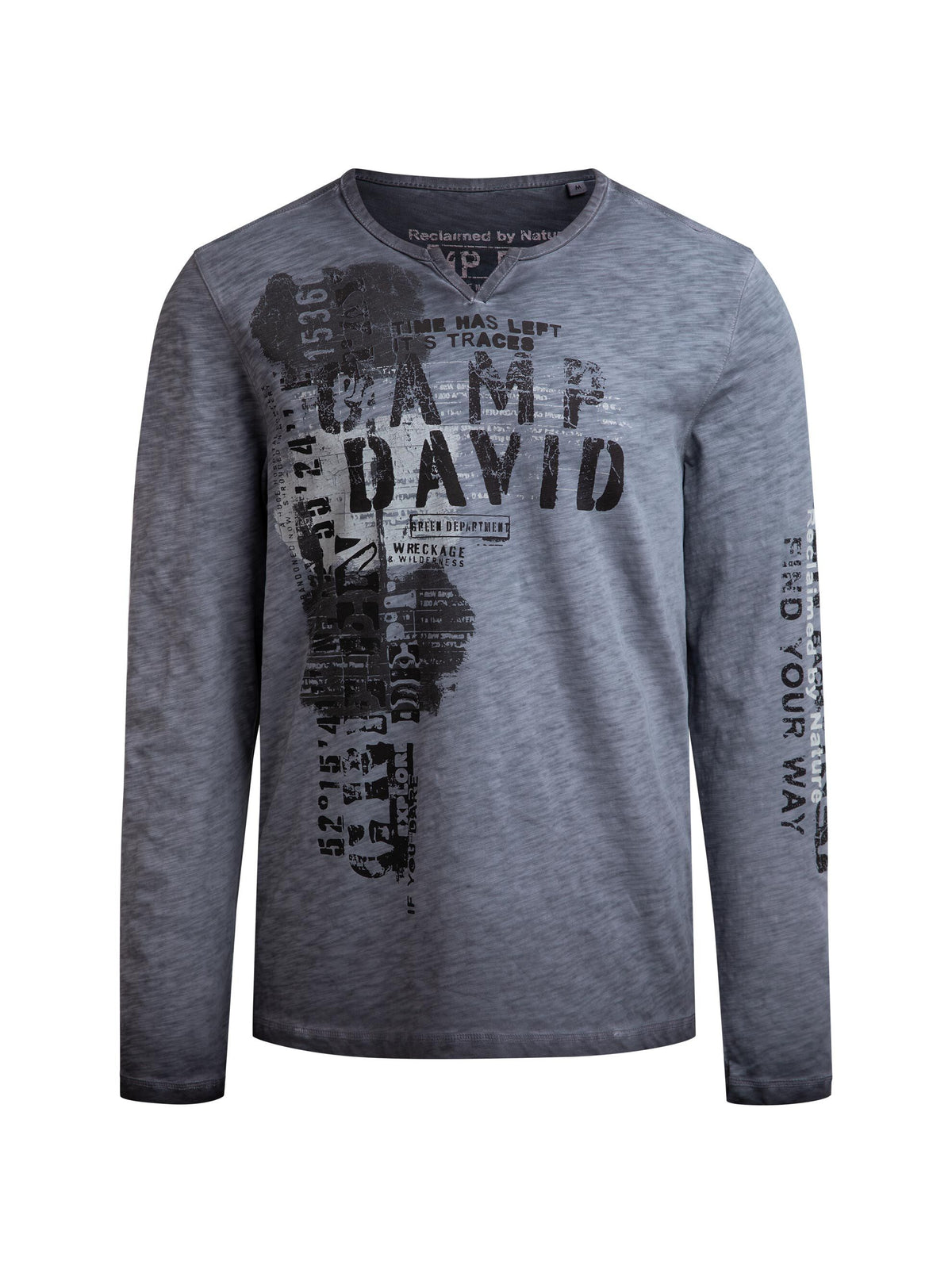 Langarmshirt Slub Jersey mit Vintage Prints black rock - 1