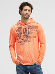 Kapuzenshirt Slub Jersey mit Label-Applikationen mellow orange