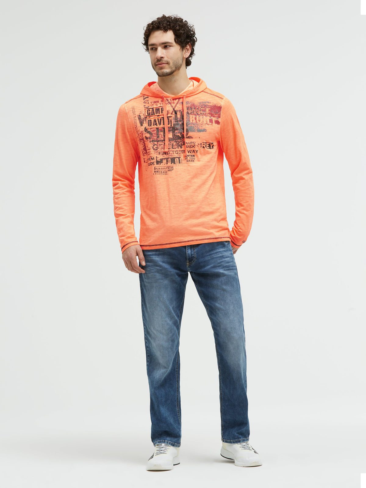 Kapuzenshirt Slub Jersey mit Label-Applikationen mellow orange - 3