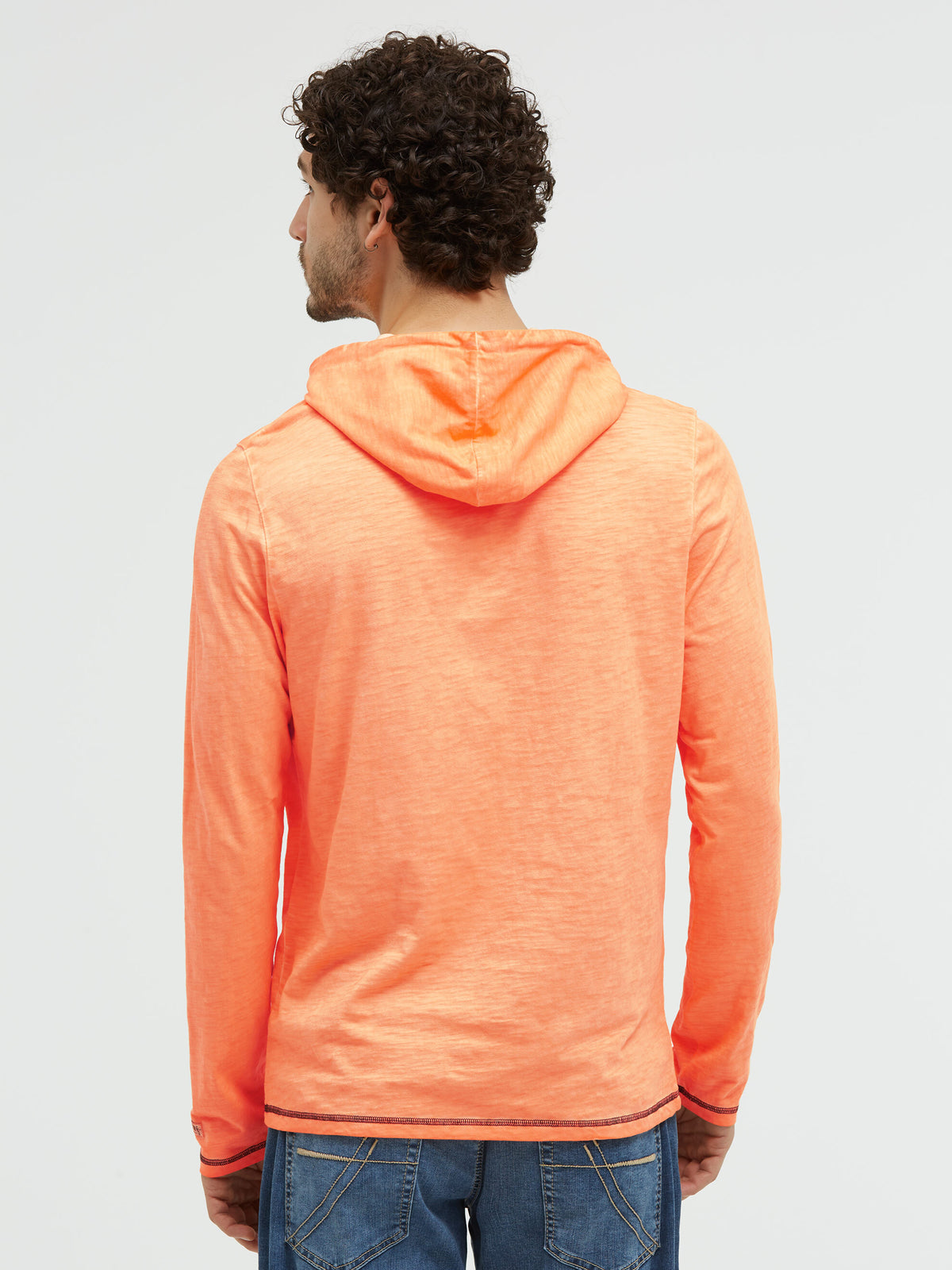 Kapuzenshirt Slub Jersey mit Label-Applikationen mellow orange - 5