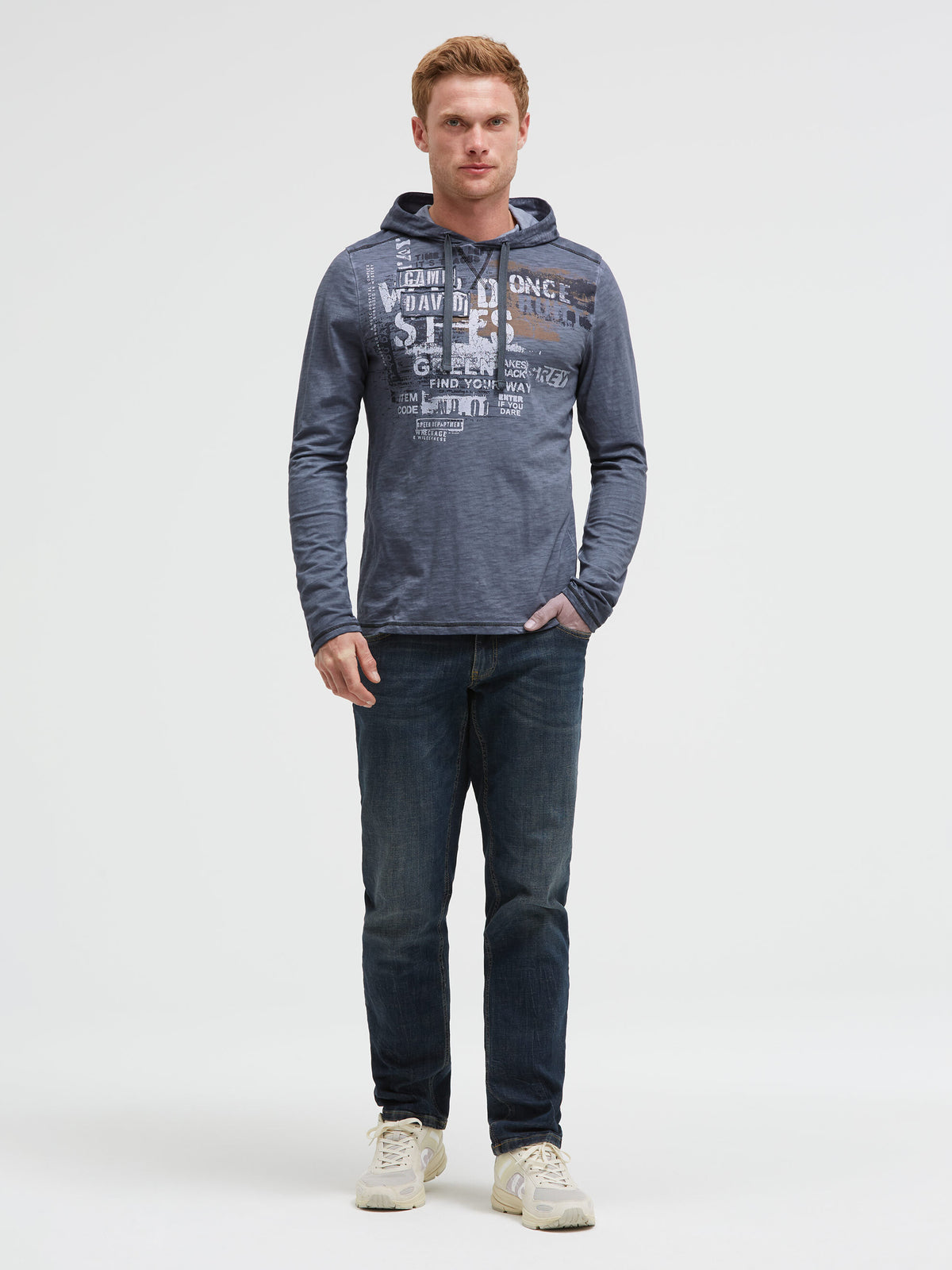 Kapuzenshirt Slub Jersey mit Label-Applikationen blue concrete