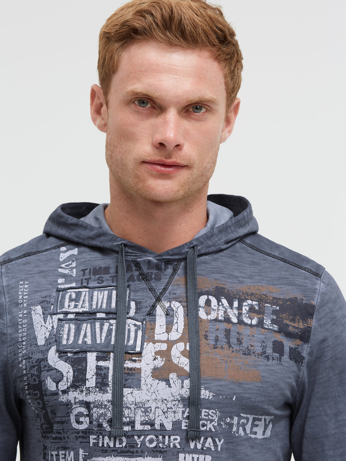 Kapuzenshirt Slub Jersey mit Label-Applikationen blue concrete