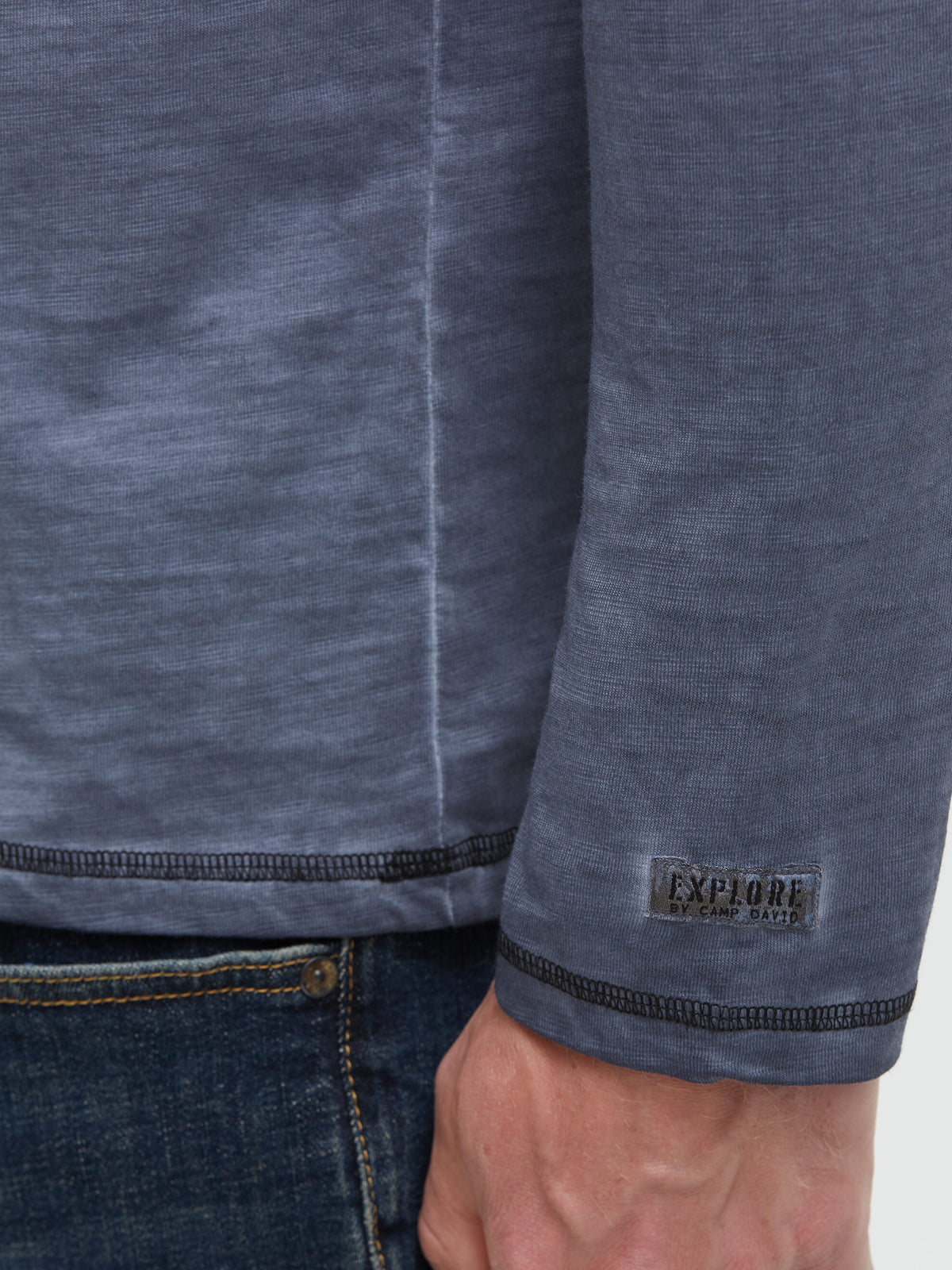 Kapuzenshirt Slub Jersey mit Label-Applikationen blue concrete - 7
