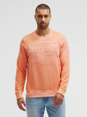 Sweatshirt mit Ausbrenner-Effekten und Prägedrucken mellow orange