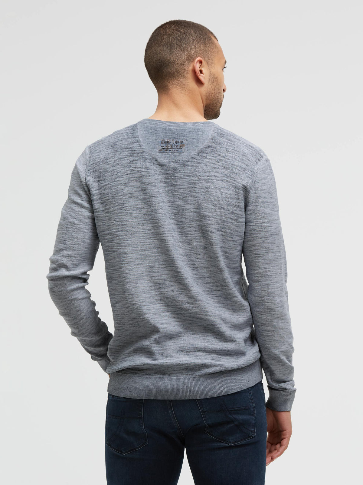 Pullover mit V-Neck und Waterbased Print blue concrete - 5