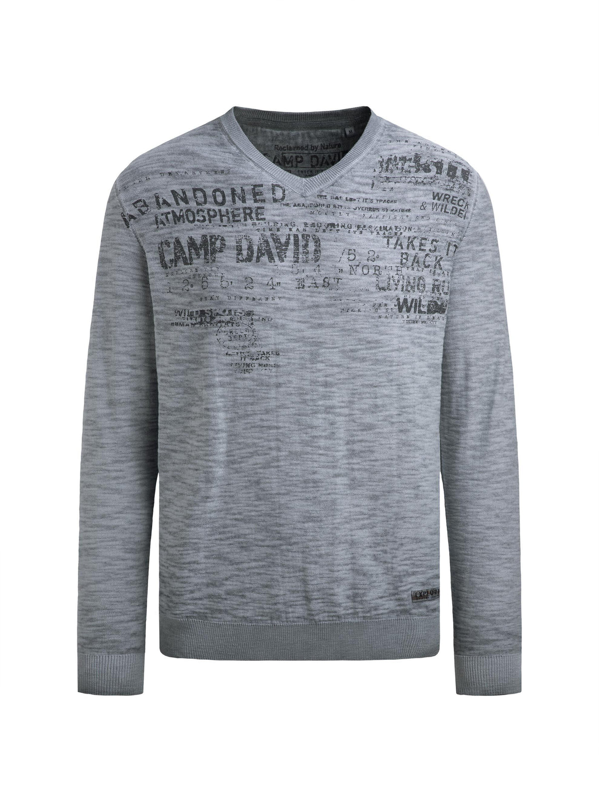 Pullover mit V-Neck und Waterbased Print blue concrete - 1