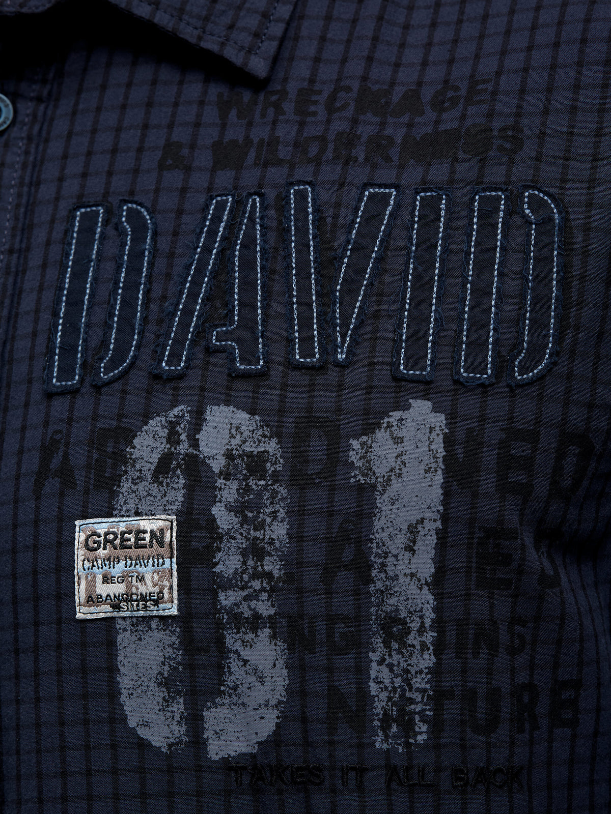 Karohemd Langarm mit Logo-Applikationen blue concrete
