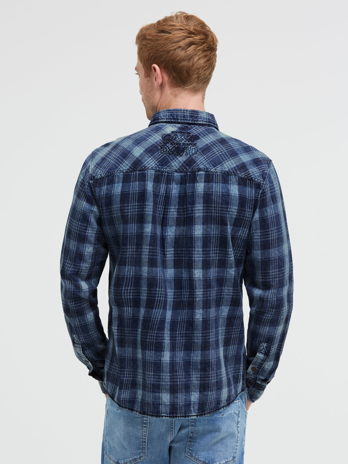 Karohemd mit Klappentaschen und Stickereien concrete indigo