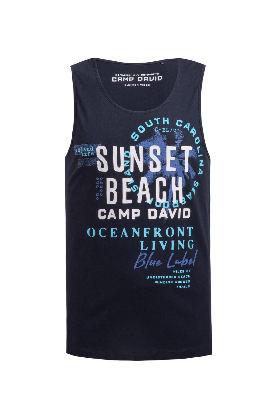Muskelshirt mit Label Prints blue navy