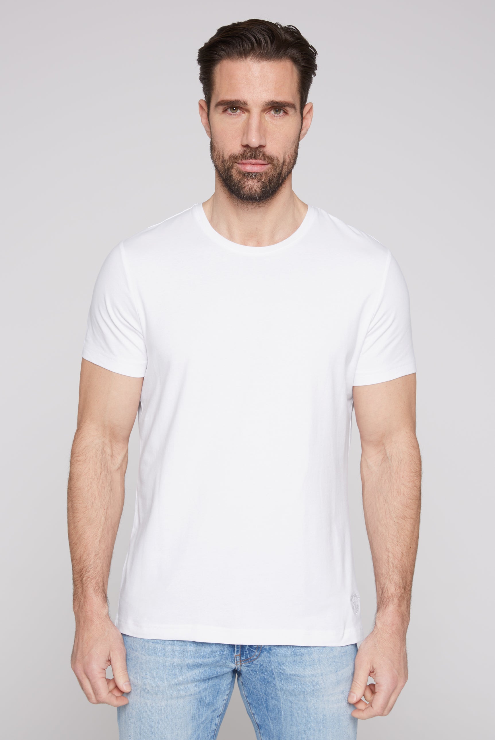 Basic T-Shirt mit Rundhalsausschnitt opticwhite