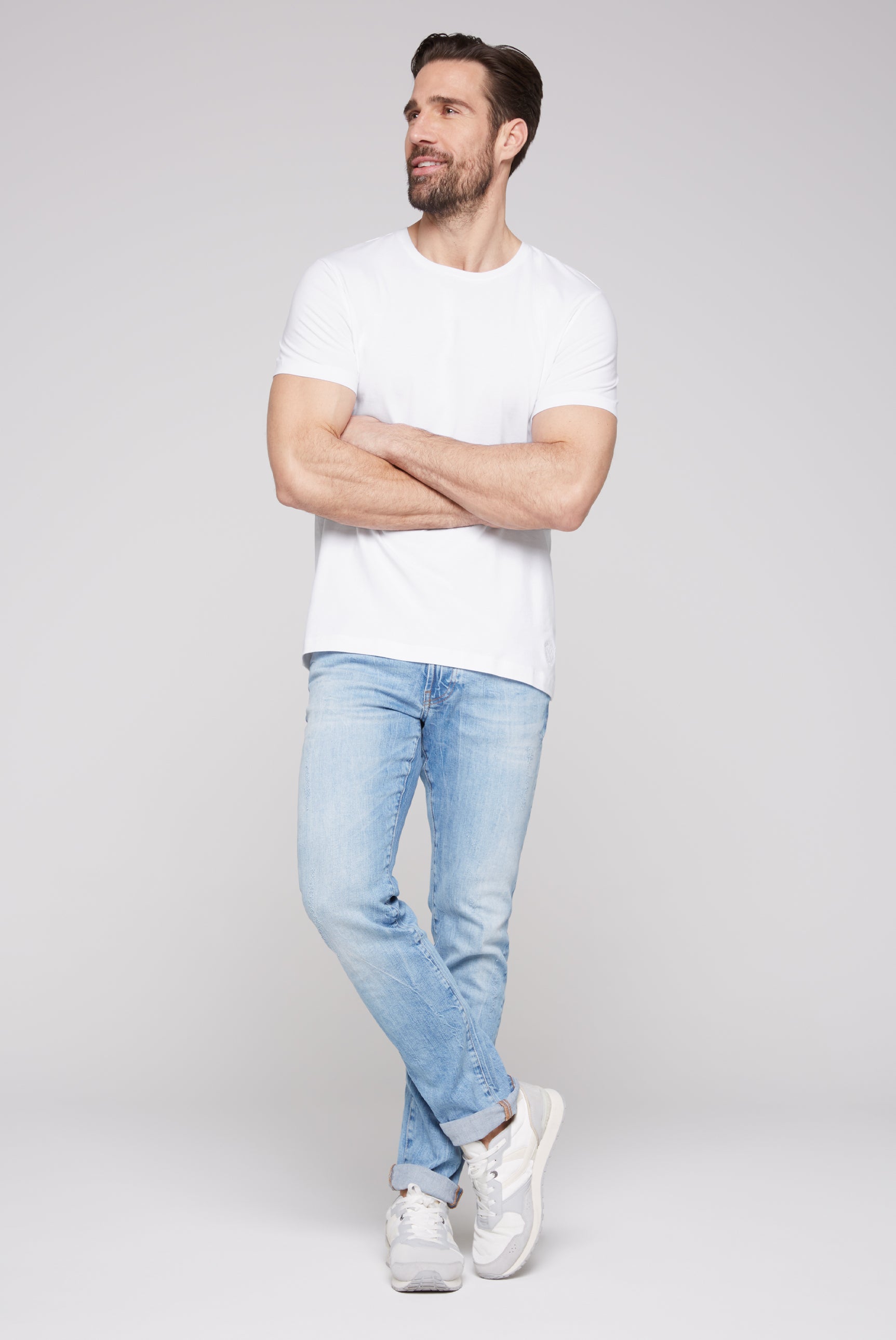 Basic T-Shirt mit Rundhalsausschnitt opticwhite