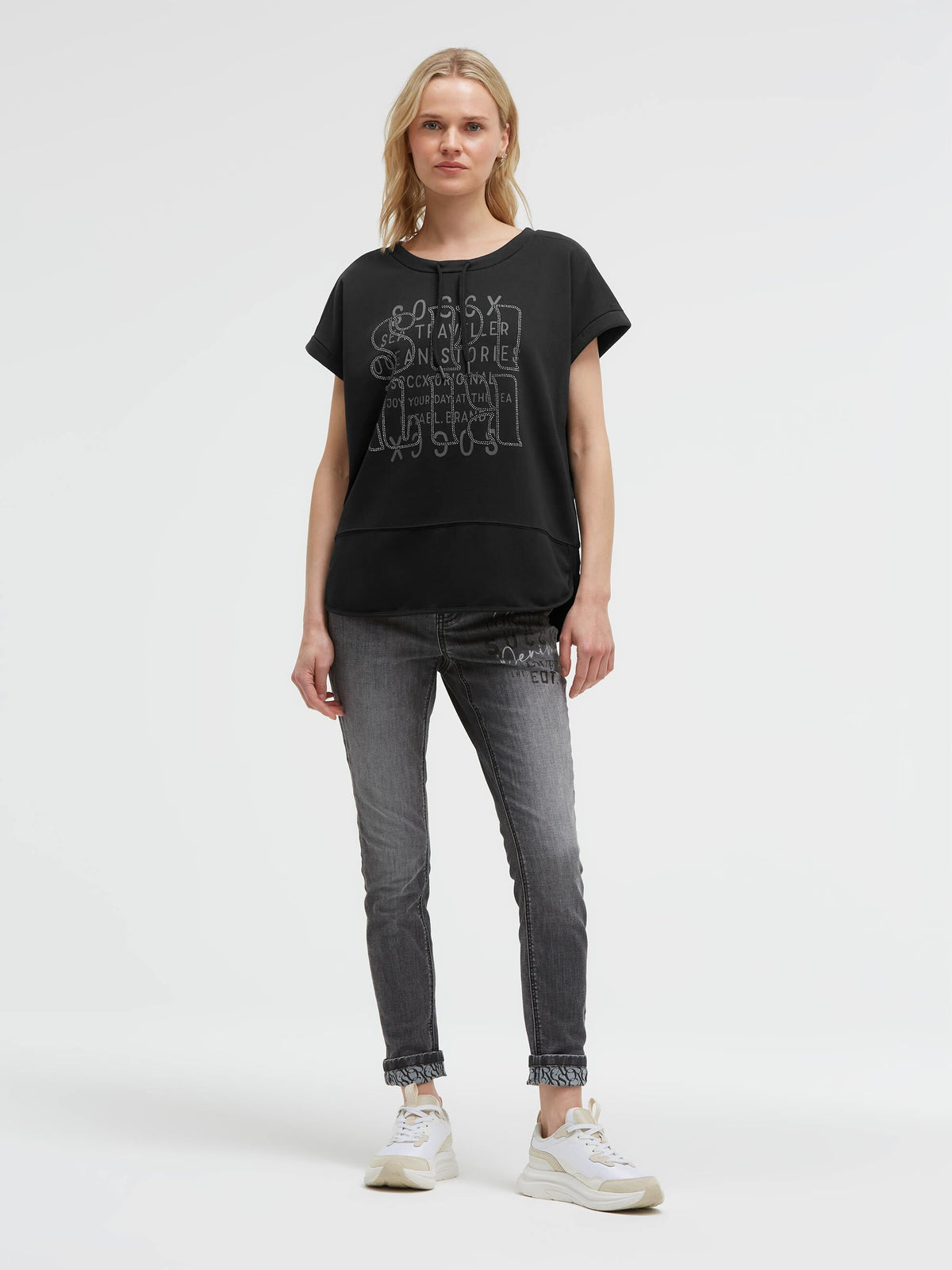 Oversized-Shirt mit Artwork aus Glitzerteinen black - 3
