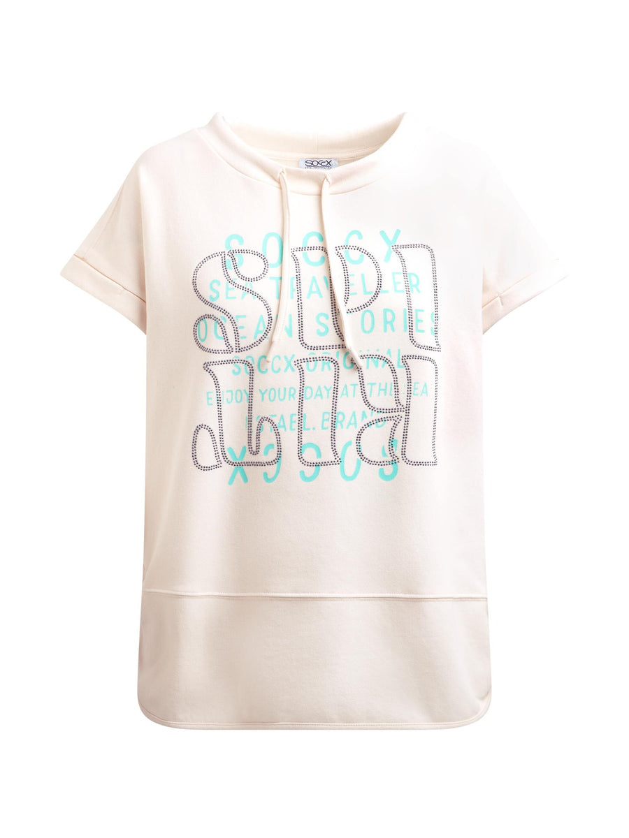 Oversized-Shirt mit Artwork aus Glitzerteinen shell sand
