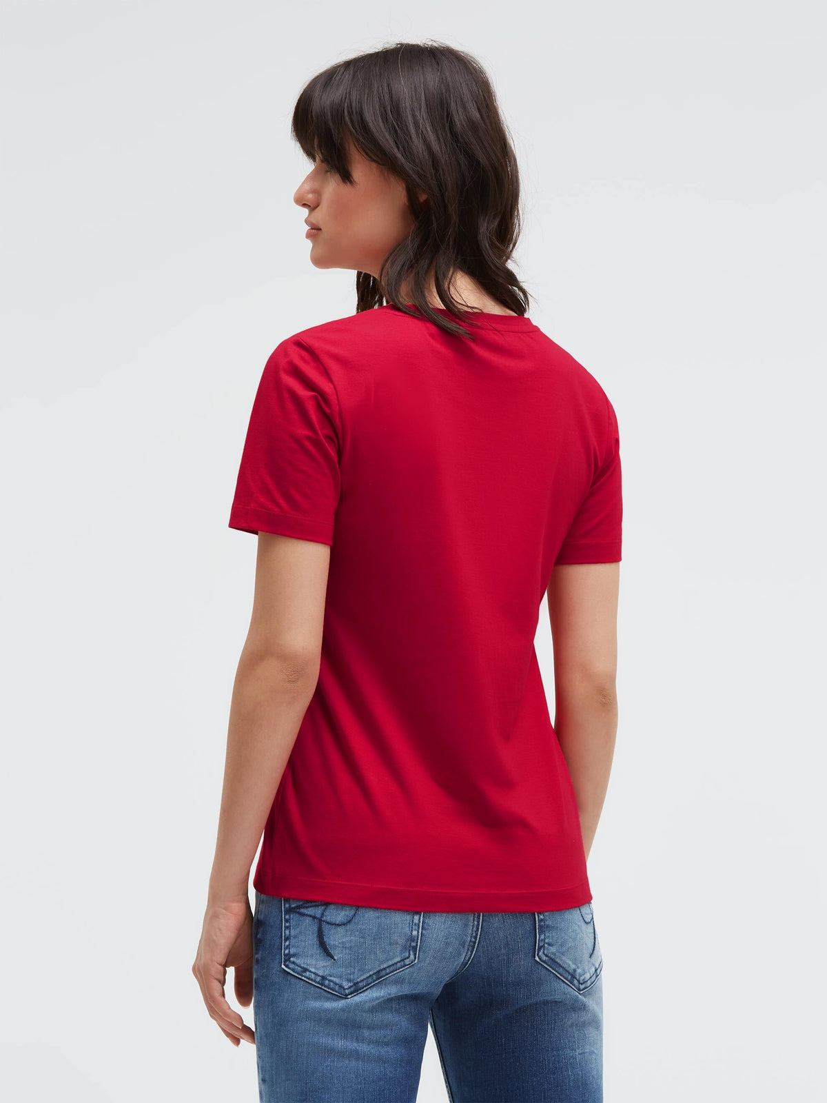 T-Shirt Rundhals mit Label Print clear red