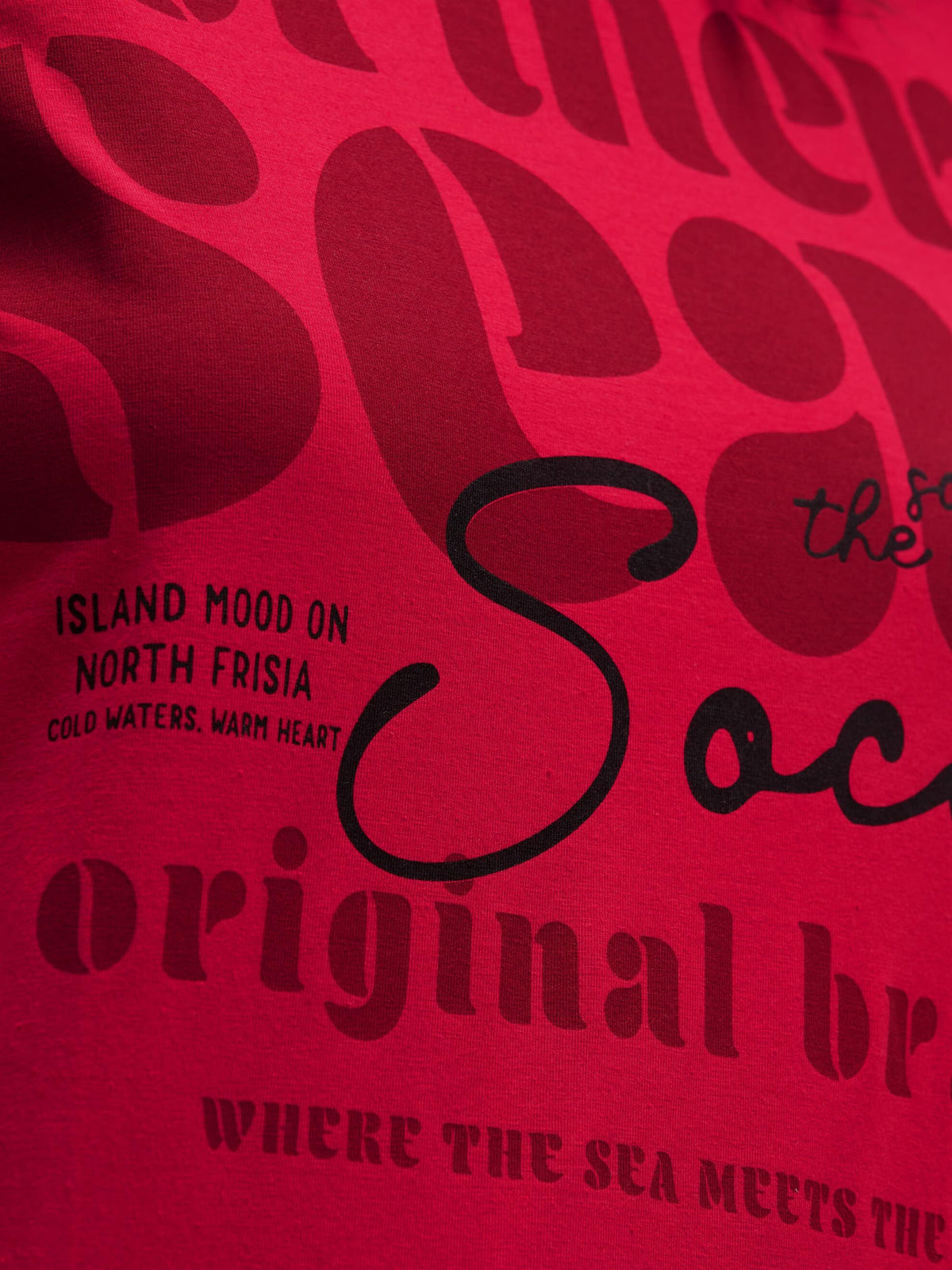 T-Shirt Rundhals mit Label Print clear red