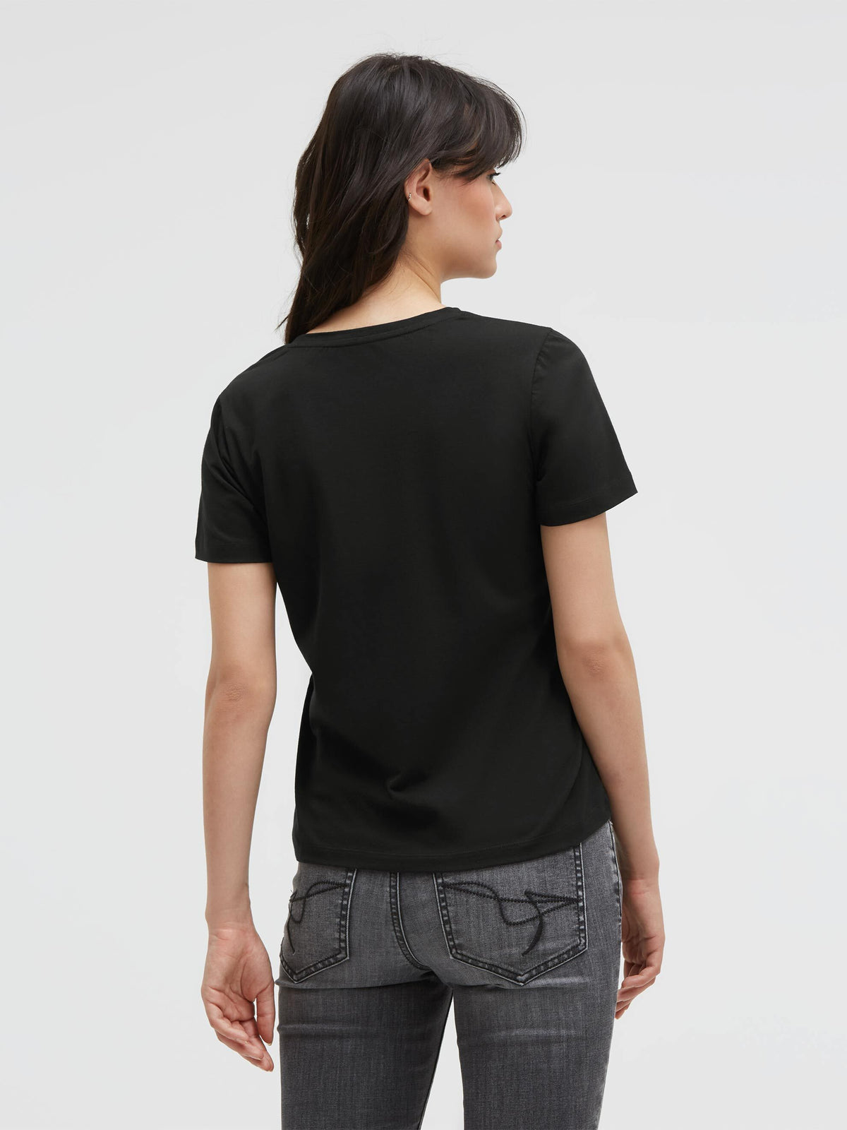 T-Shirt Rundhals mit Label Print black