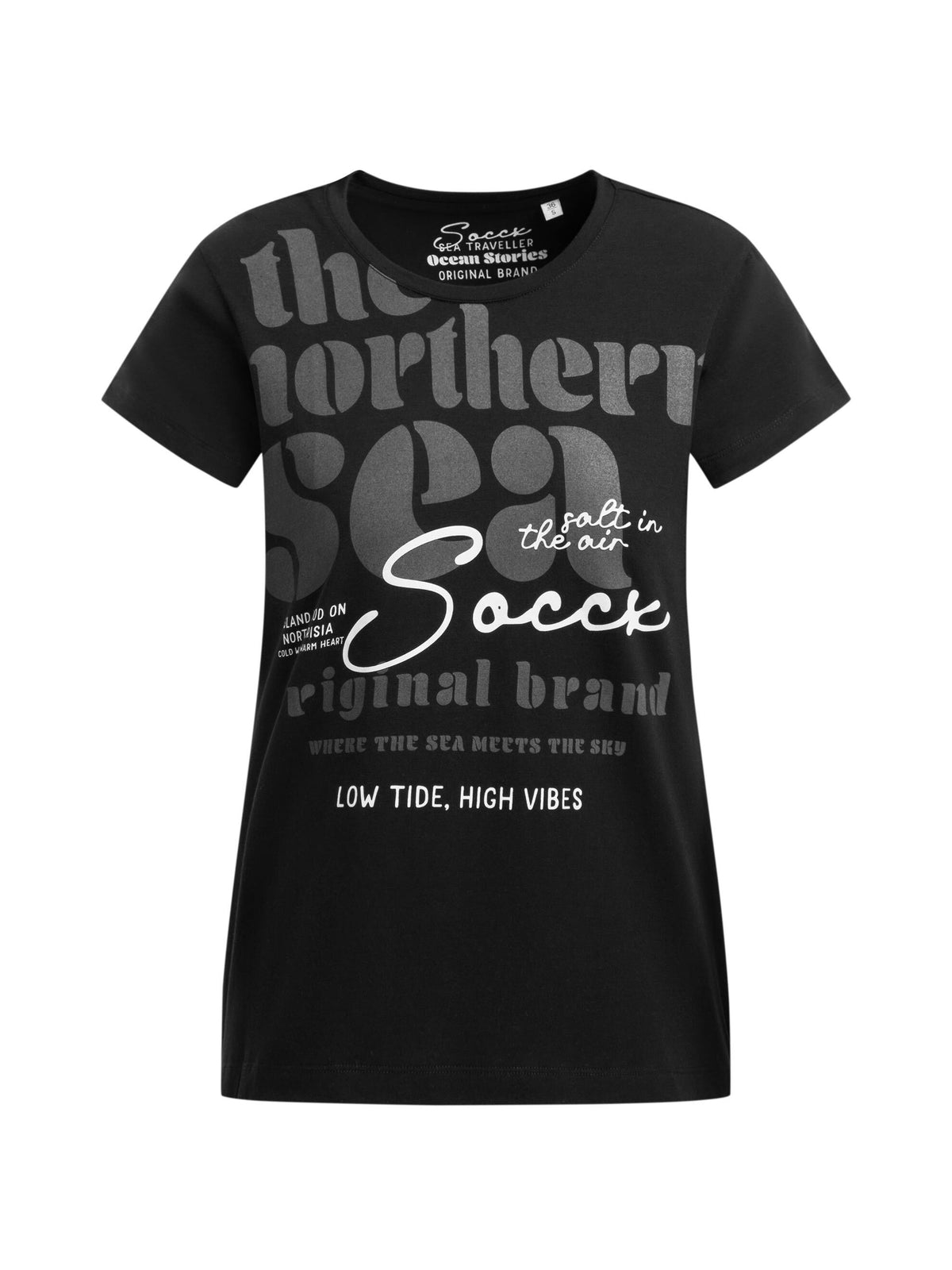 T-Shirt Rundhals mit Label Print black