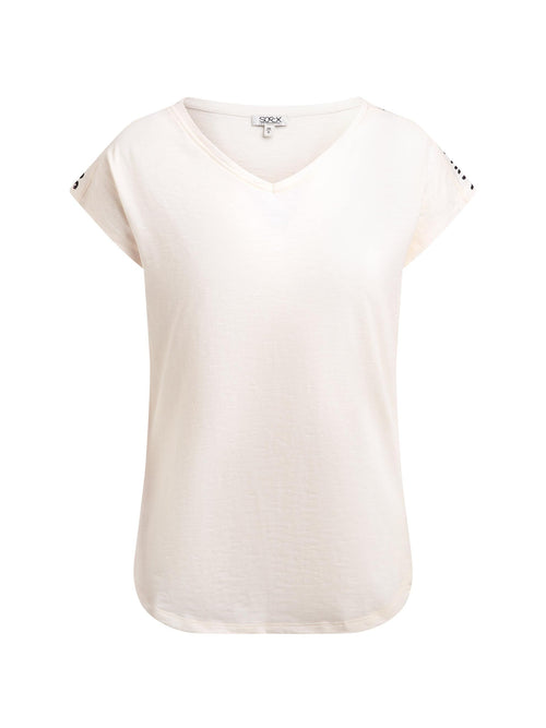 Ärmelloses V-Shirt mit Logo Print auf den Schultern shell sand