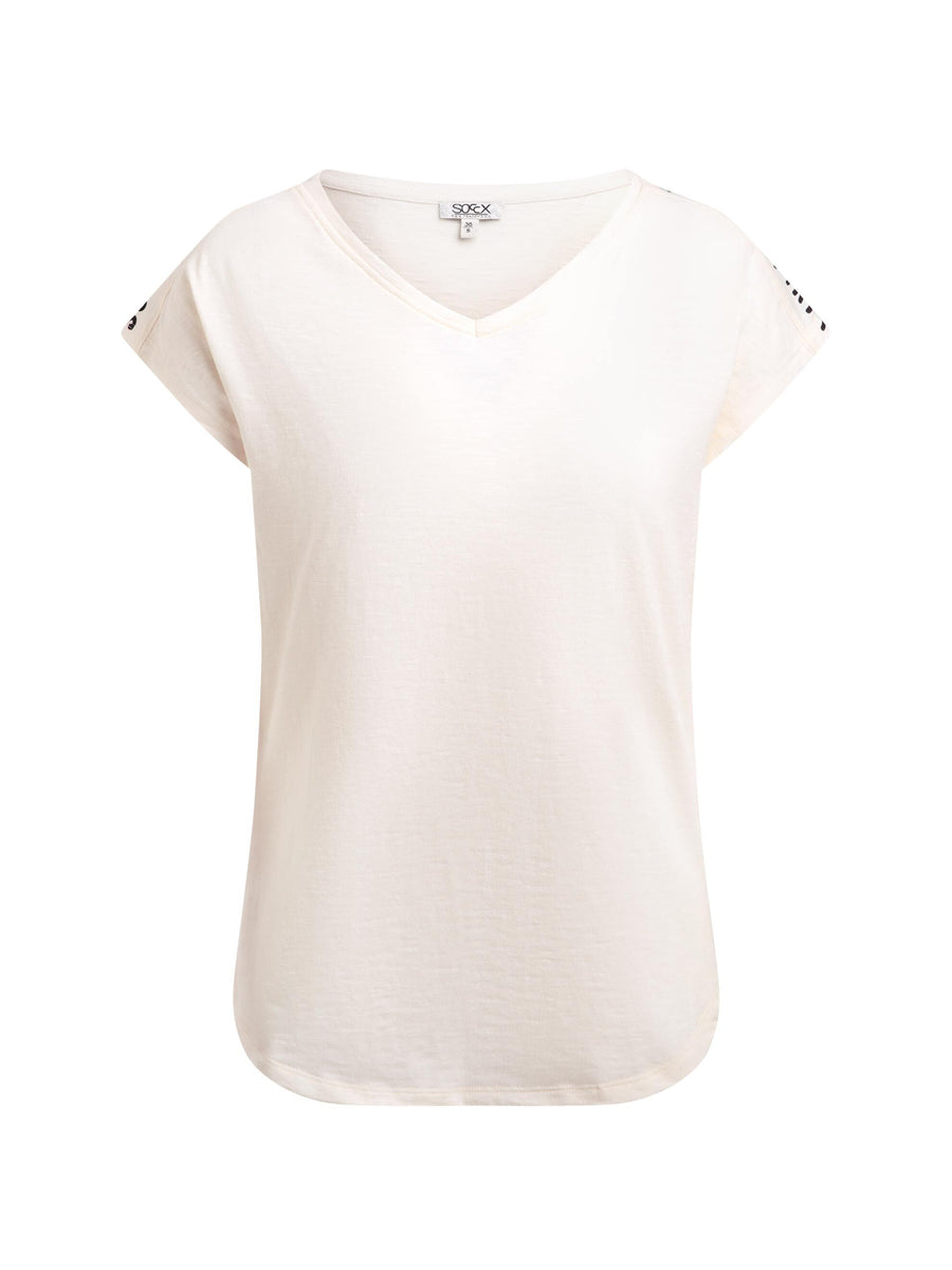 Ärmelloses V-Shirt mit Logo Print auf den Schultern shell sand