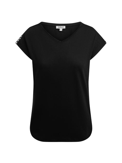 Ärmelloses V-Shirt mit Logo Print auf den Schultern black