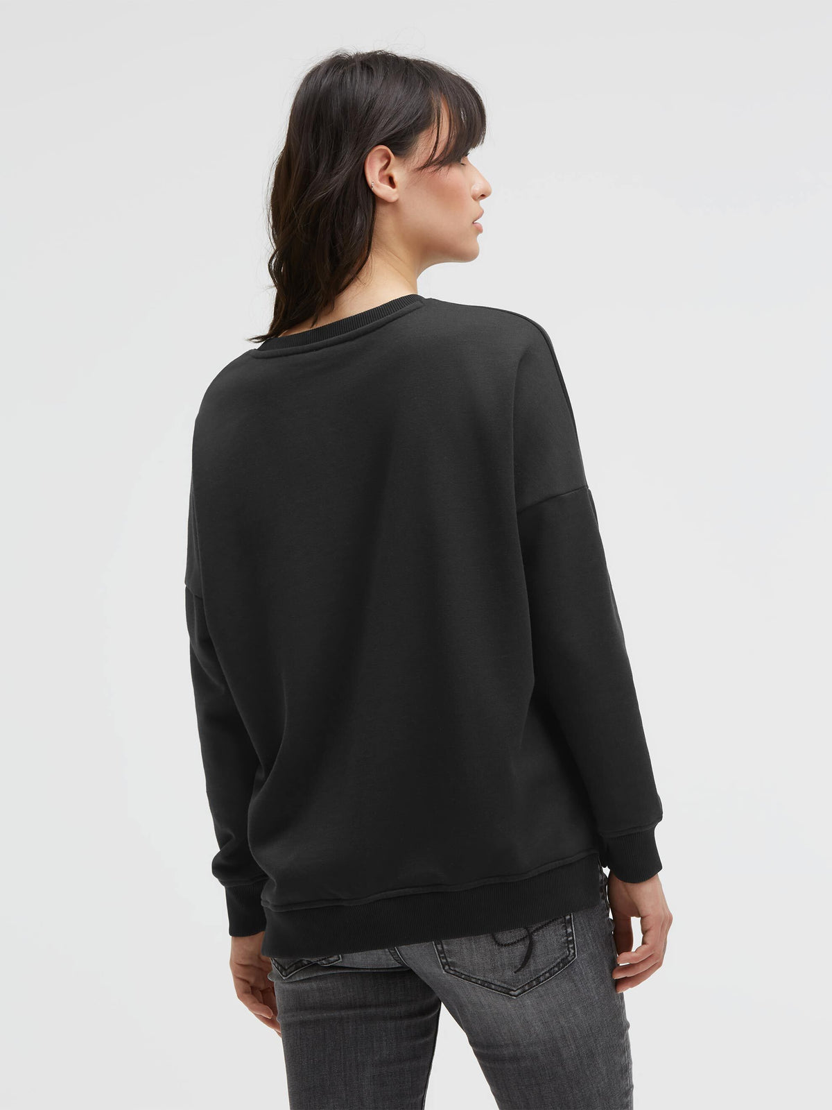 Sweatshirt mit Pailletten-Artwork und Seitenschlitzen black
