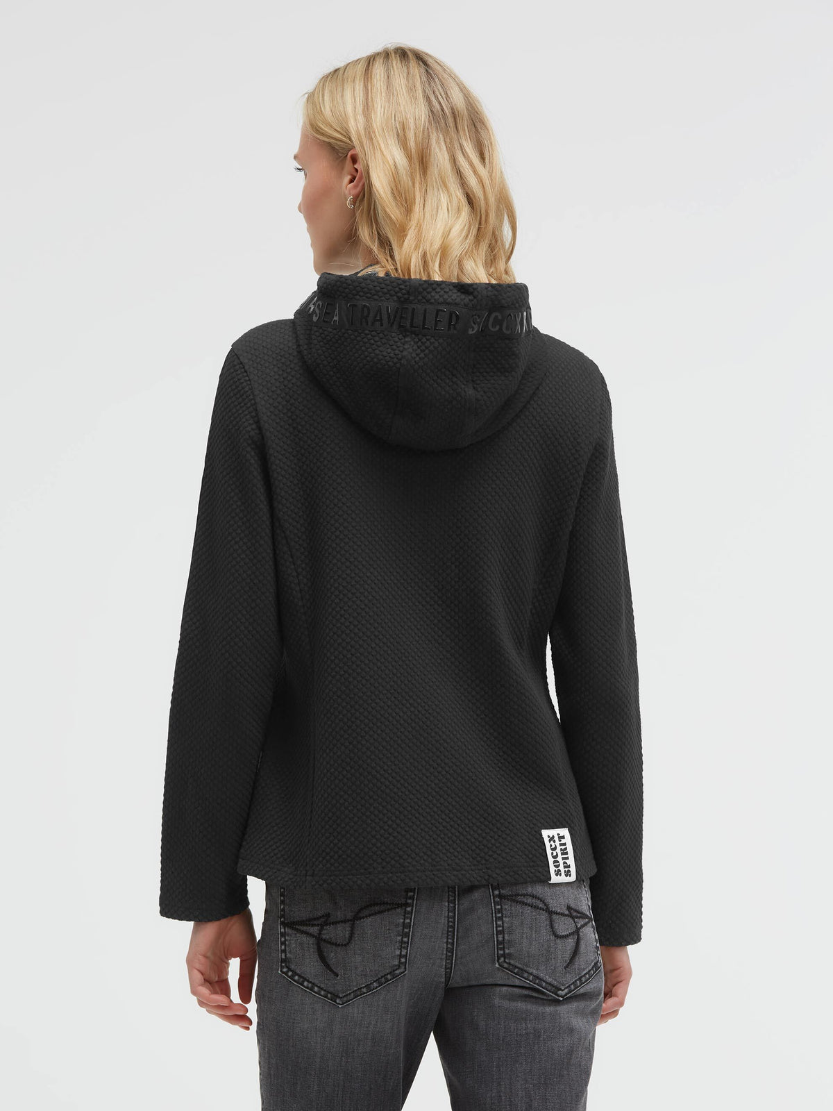 Strukturierte Sweatjacke mit Kapuze und Glossy Prints black