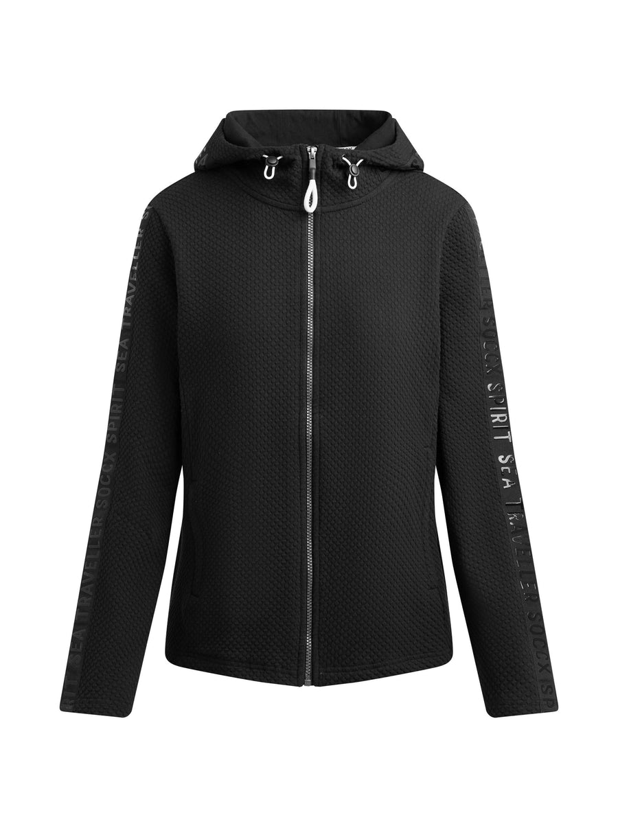 Strukturierte Sweatjacke mit Kapuze und Glossy Prints black