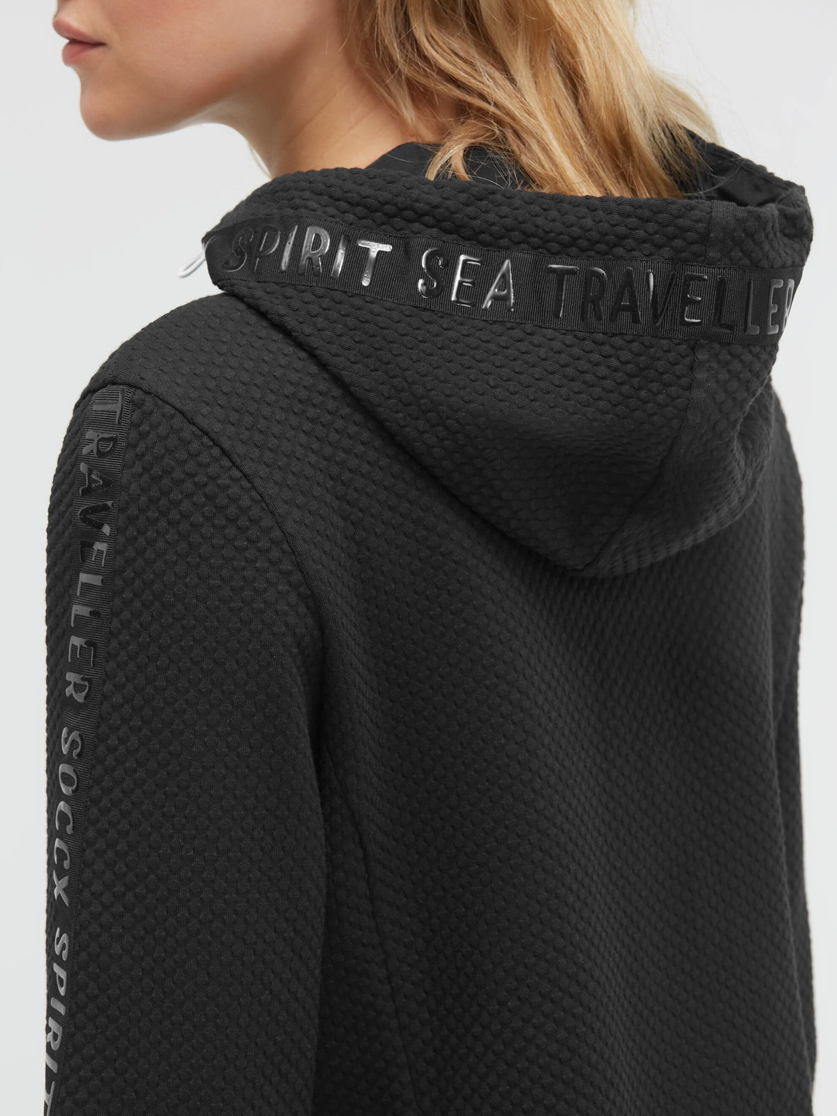 Strukturierte Sweatjacke mit Kapuze und Glossy Prints black - 7