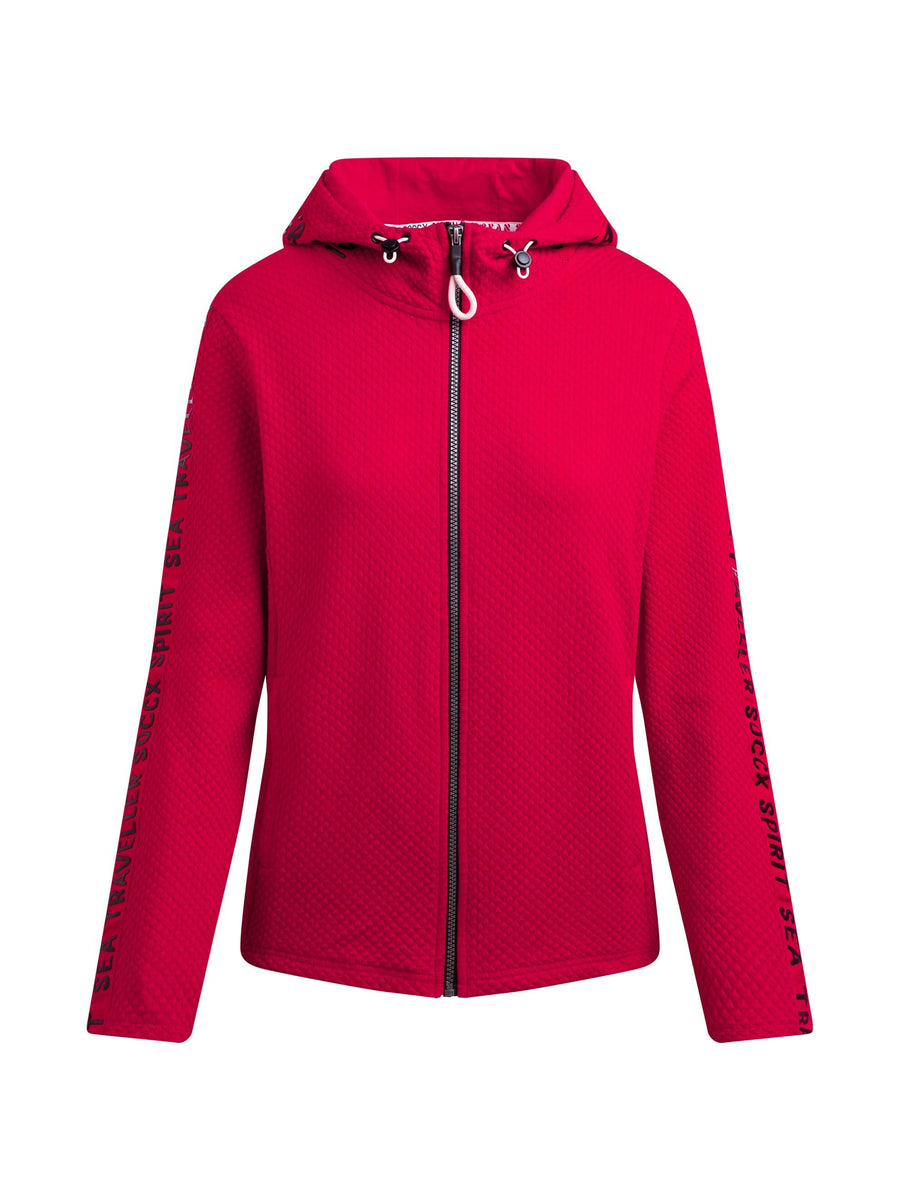 Strukturierte Sweatjacke mit Kapuze und Glossy Prints clear red