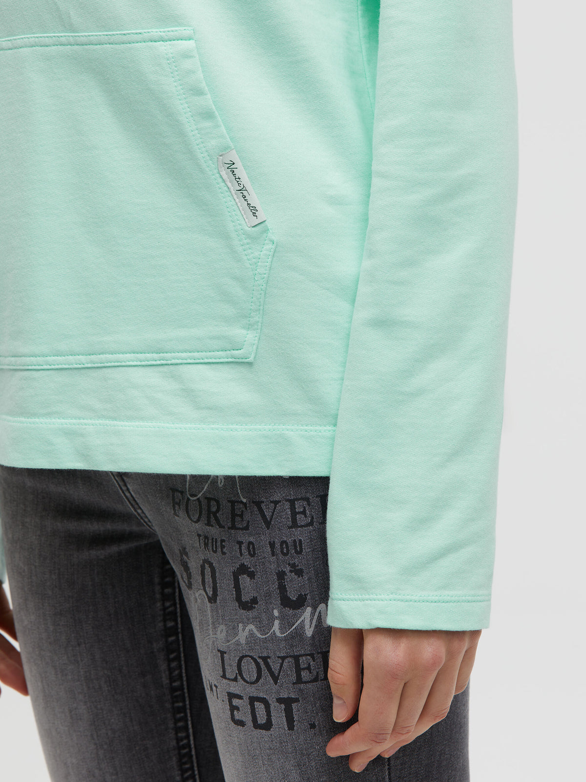 Hoodie mit Pailletten-Artwork und Kängurutasche ocean mint