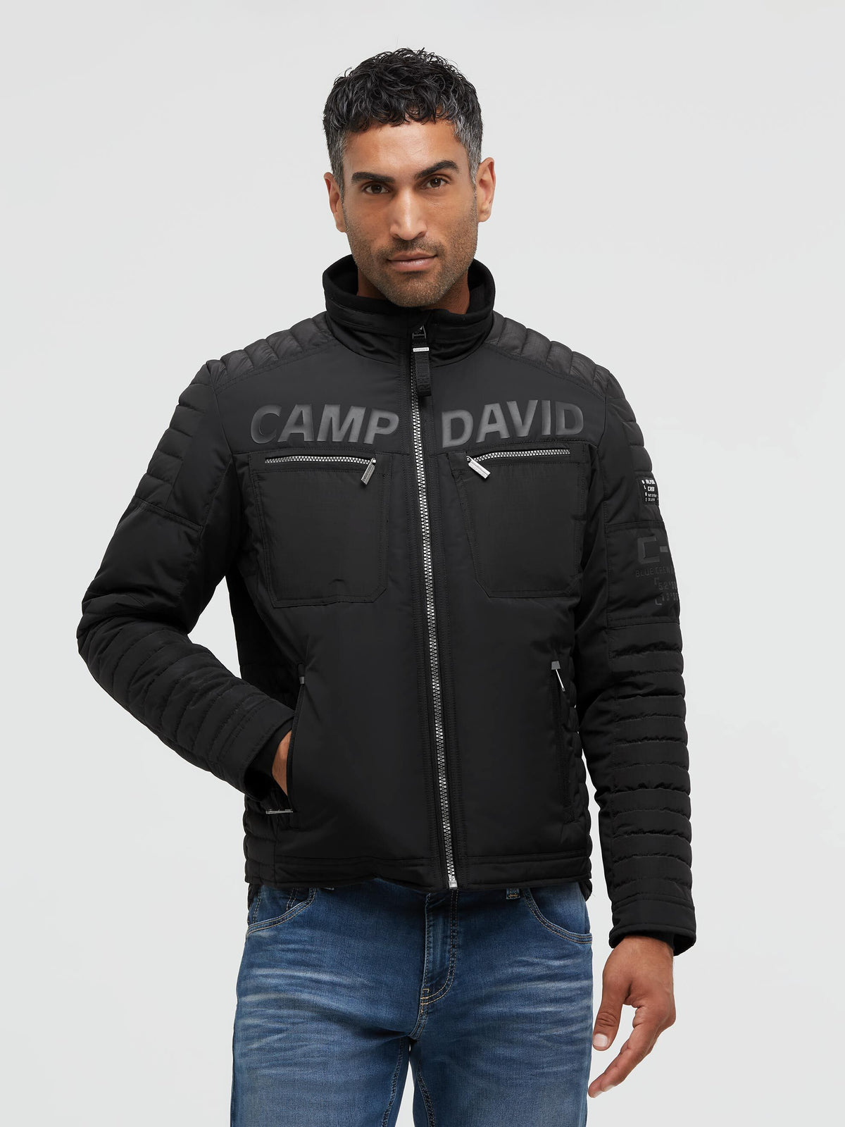 Winterjacke im Biker-Stil mit Logo Prints black