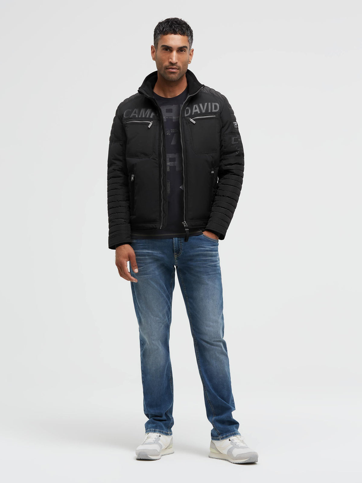 Winterjacke im Biker-Stil mit Logo Prints black - 3