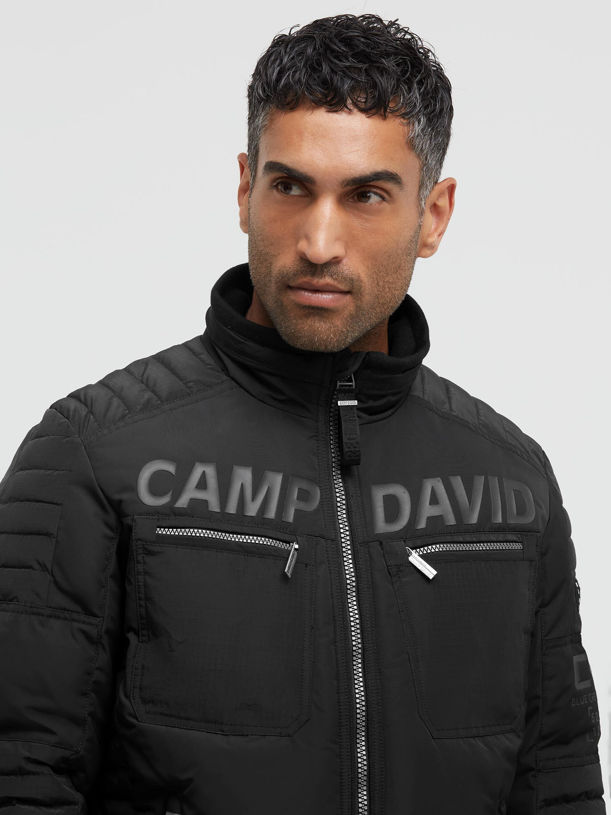 Winterjacke im Biker-Stil mit Logo Prints black