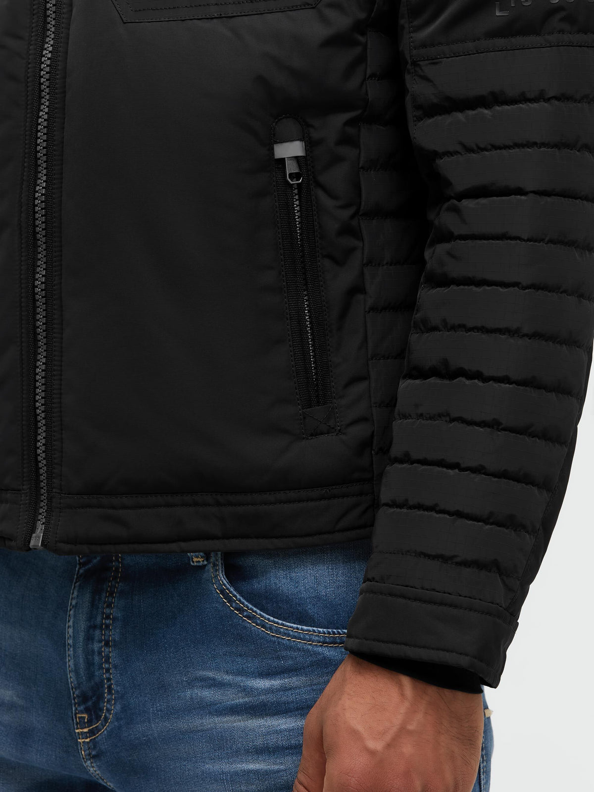Winterjacke im Biker-Stil mit Logo Prints black - 6