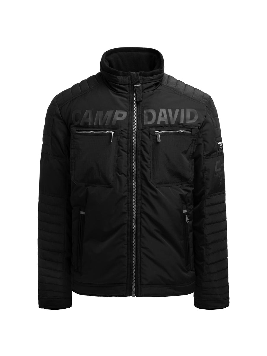 Kurtka zimowa w stylu motocyklowym z nadrukami logo