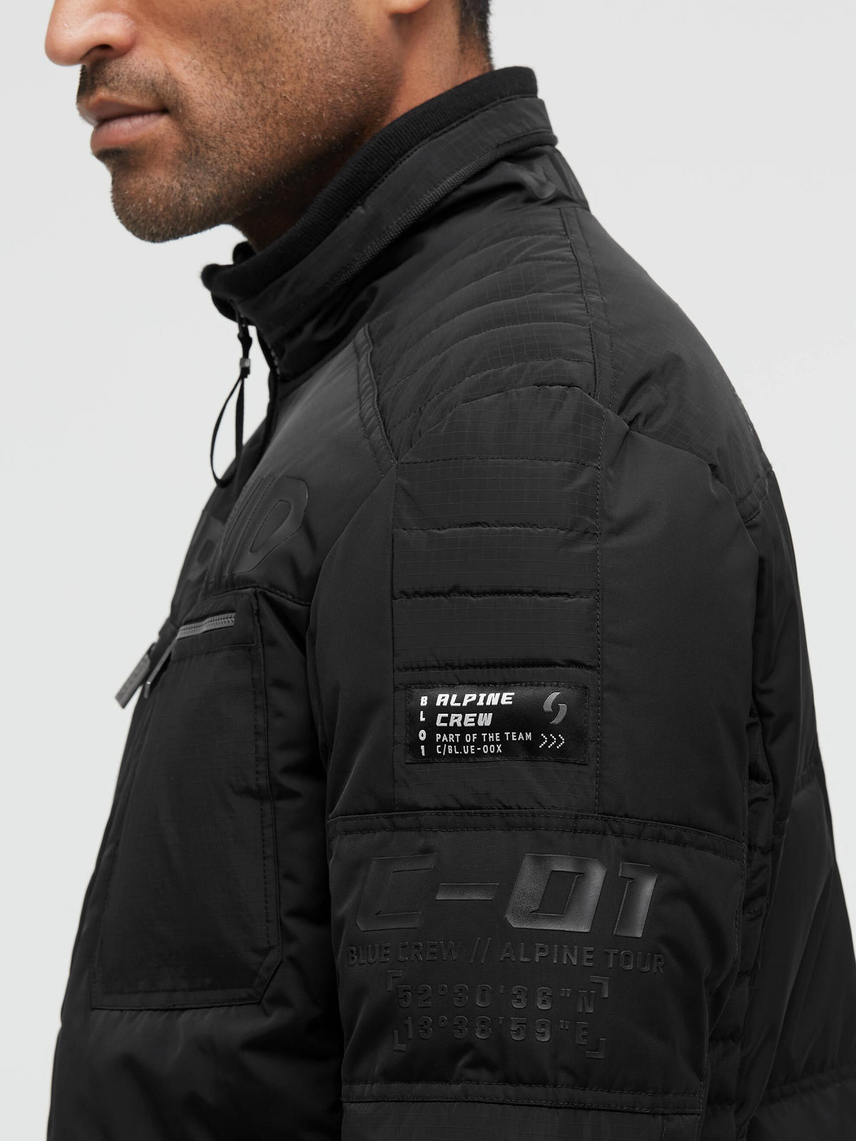 Winterjacke im Biker-Stil mit Logo Prints black