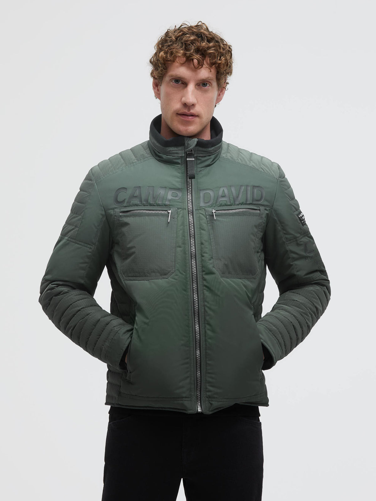Winterjacke im Biker-Stil mit Logo Prints dark forest - 2