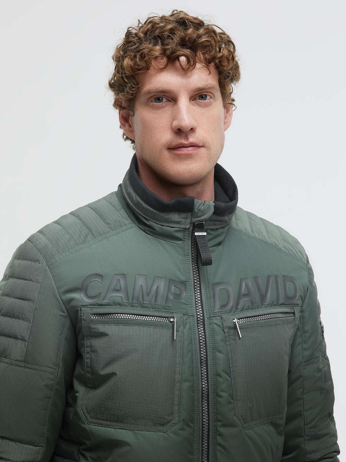 Winterjacke im Biker-Stil mit Logo Prints dark forest