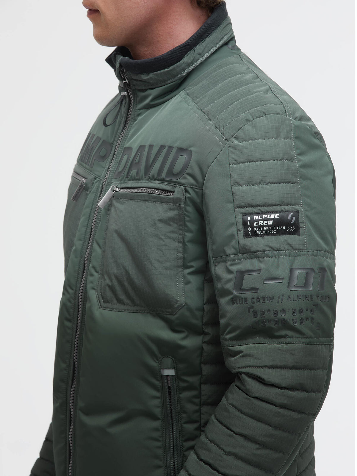 Winterjacke im Biker-Stil mit Logo Prints dark forest - 6