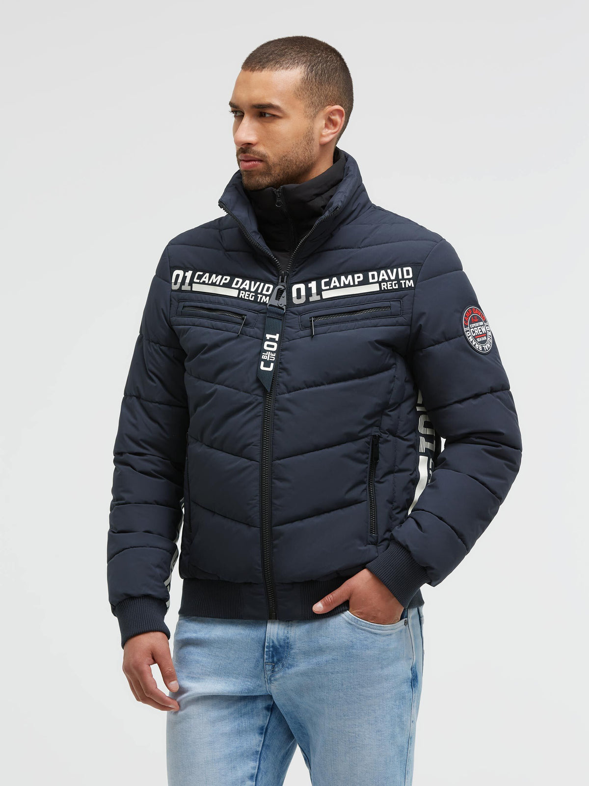 Winterjacke mit Stepp-Design und Logo-Tapes deep sea