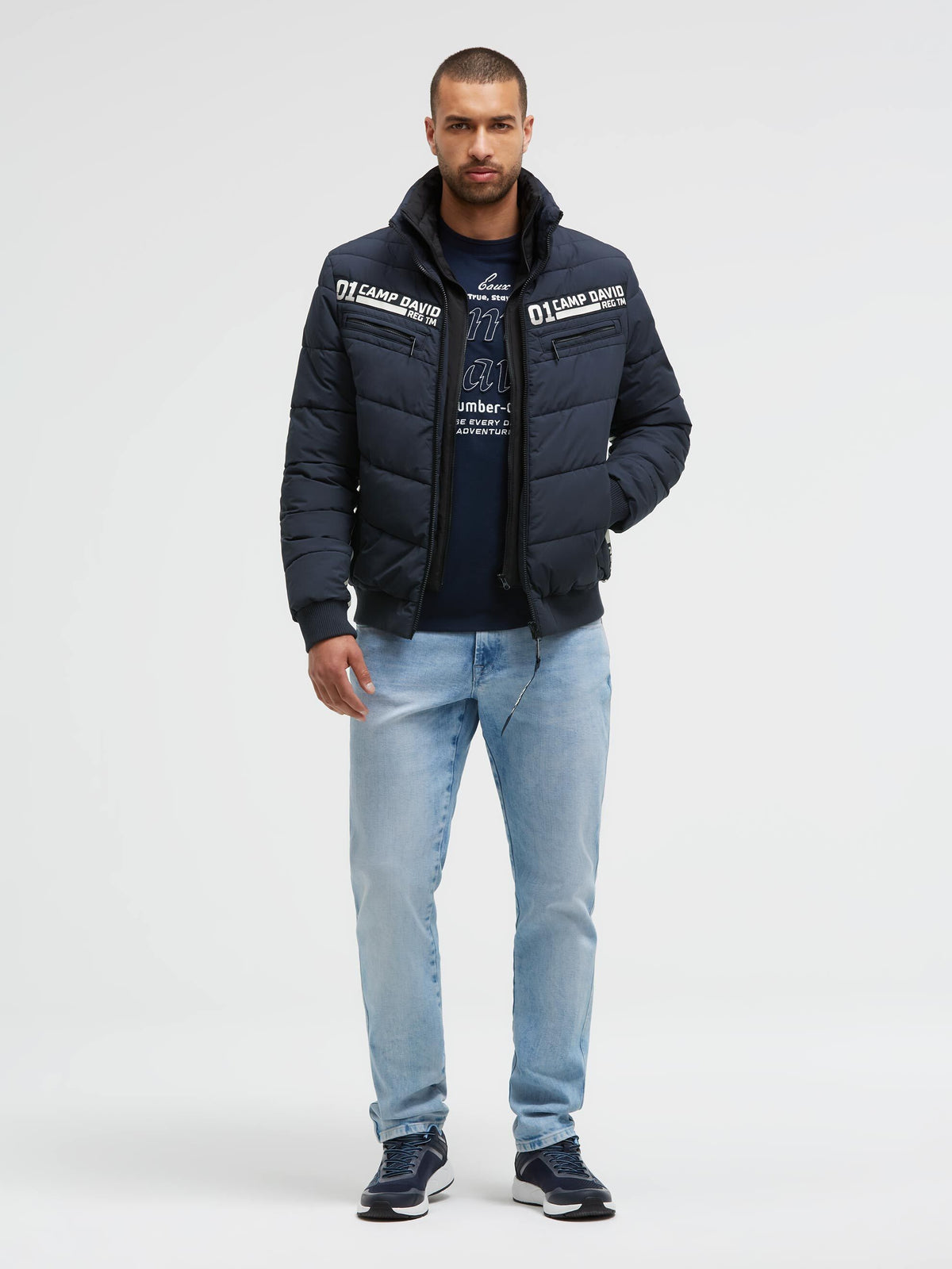 Winterjacke mit Stepp-Design und Logo-Tapes deep sea