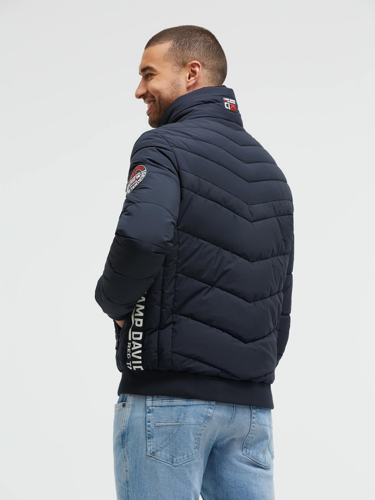 Winterjacke mit Stepp-Design und Logo-Tapes deep sea - 5