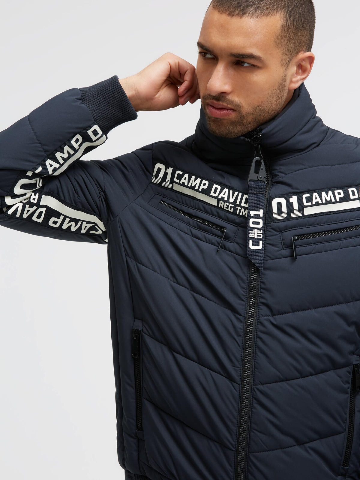 Winterjacke mit Stepp-Design und Logo-Tapes deep sea - 8