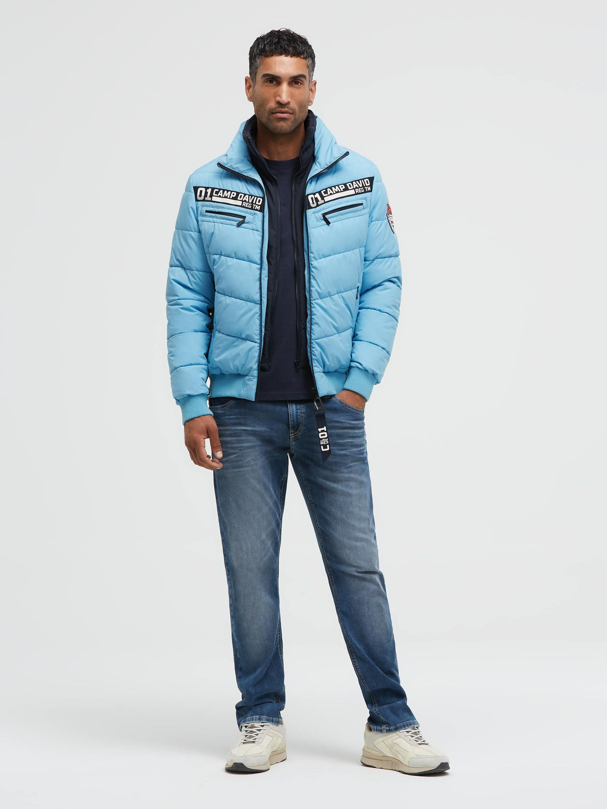 Winterjacke mit Stepp-Design und Logo-Tapes icy blue - 3