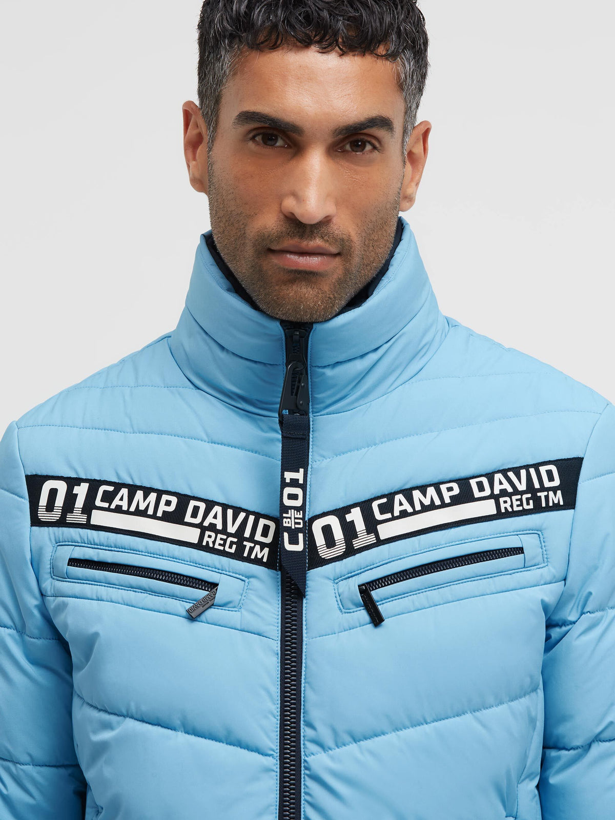 Winterjacke mit Stepp-Design und Logo-Tapes icy blue - 4