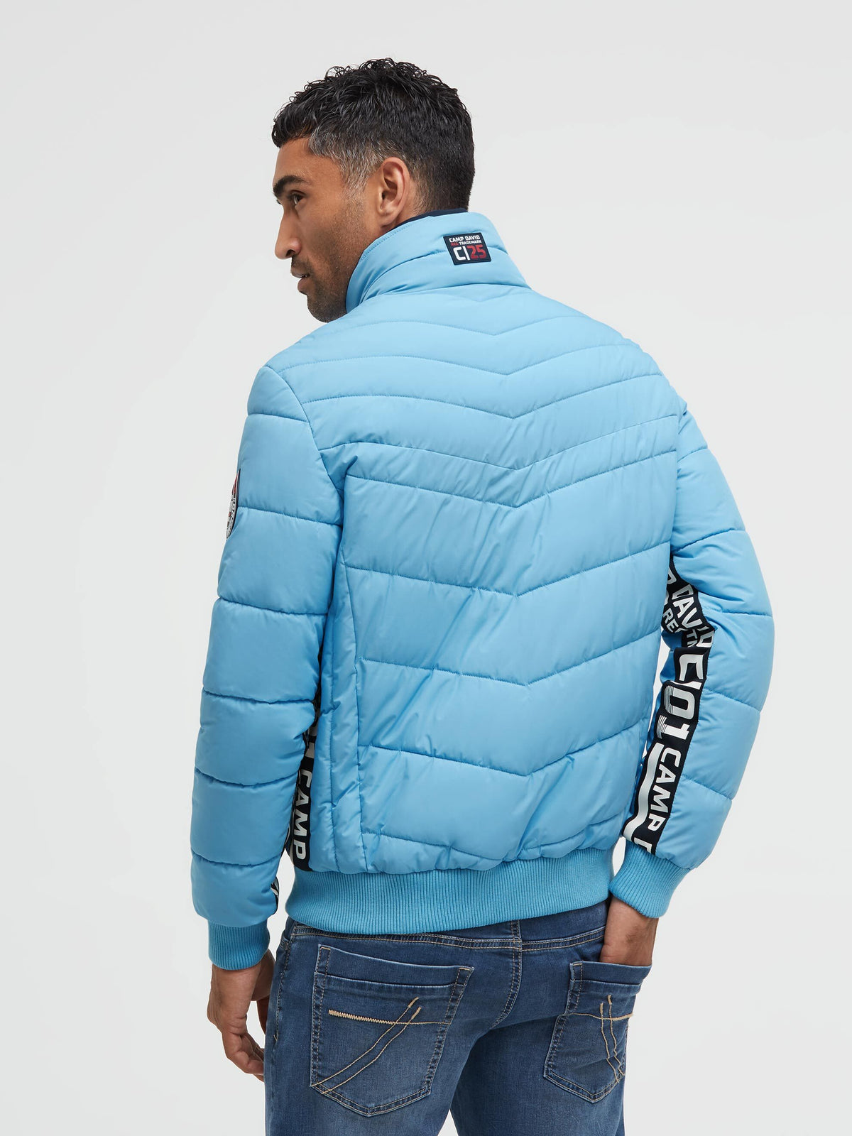 Winterjacke mit Stepp-Design und Logo-Tapes icy blue - 5